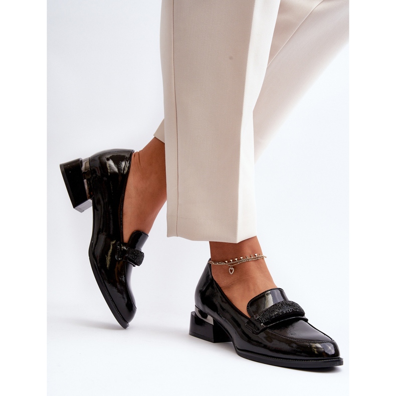 Vinceza Damen-Lackschuhe mit niedrigem Absatz, Schwarz Marilni 2