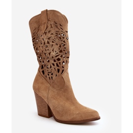 Zazoo 3414 Durchbrochene Stiefeletten für Damen, Wildleder, Beige 1