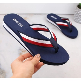 Marineblaue Keil-Flip-Flops für Damen Big Star LL274779 1