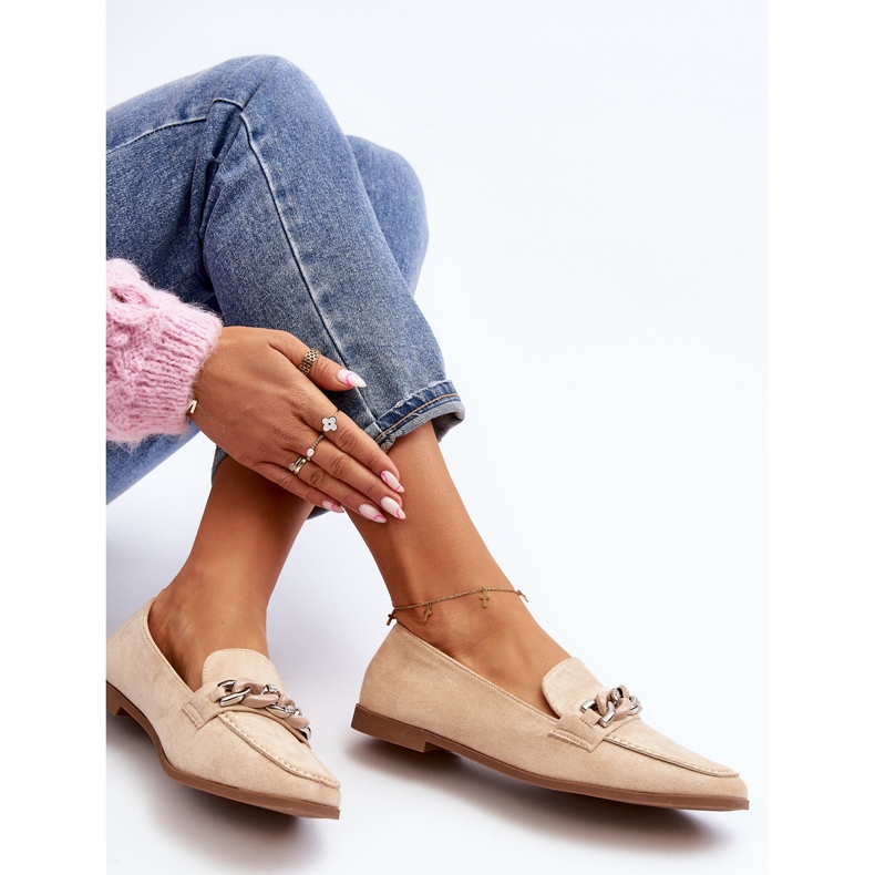 Damen-Mokassins mit Kette Beige Ambrise 1