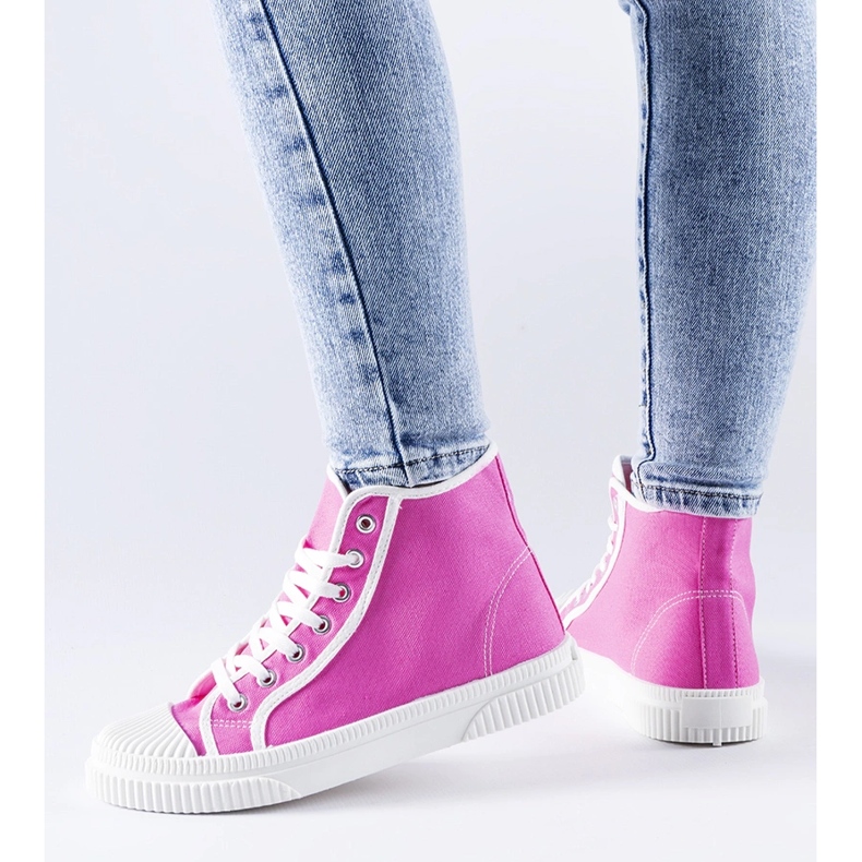 Dunkelrosa High-Top-Sneaker von Pozzuolo 1