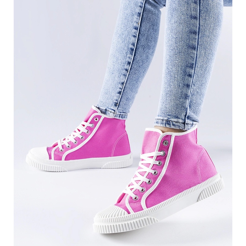 Dunkelrosa High-Top-Sneaker von Pozzuolo 2