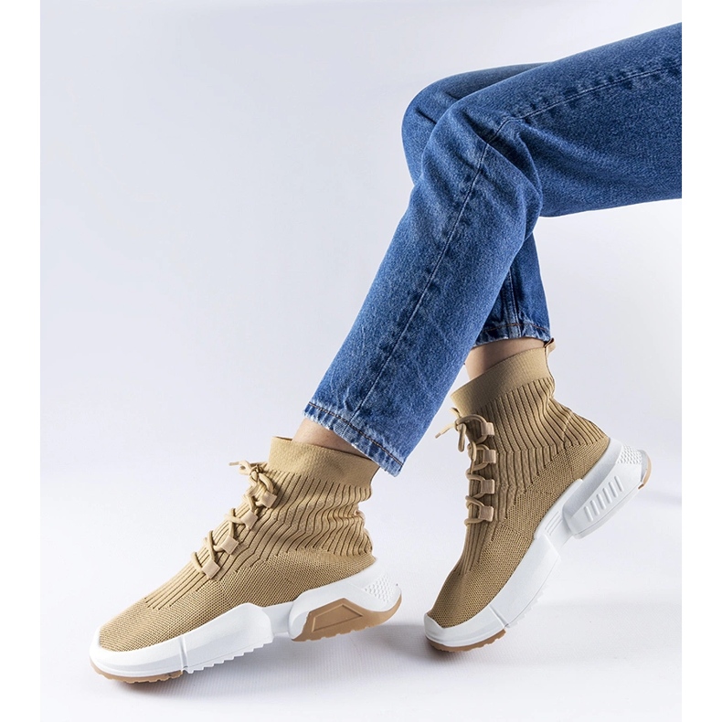 Dunkelbeige High-Top-Sneaker von Sanschagrin 1