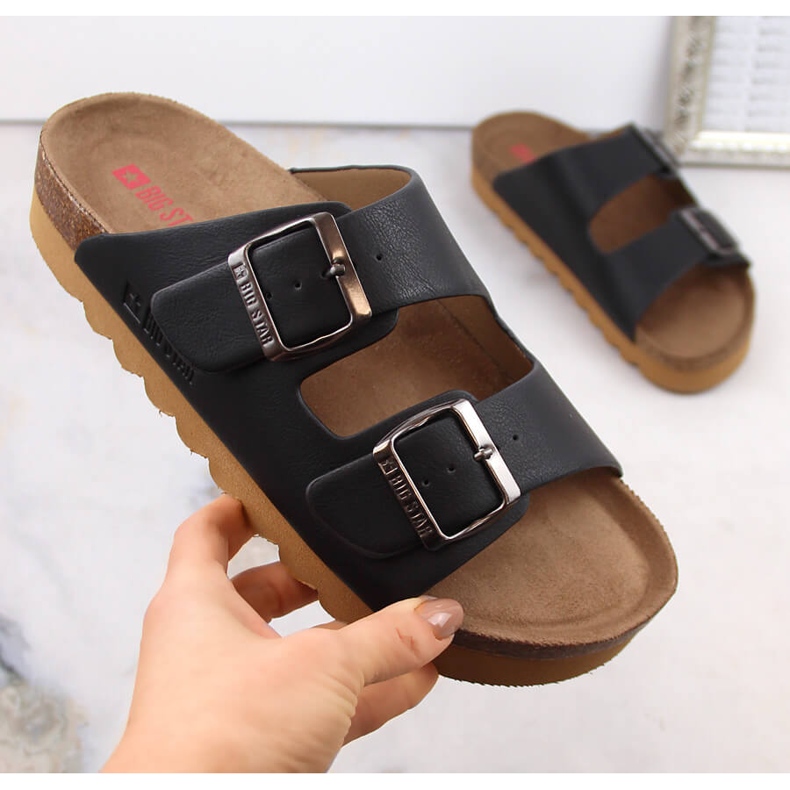 Schwarze Flip-Flops aus ökologischem Leder Big Star LL274477 1