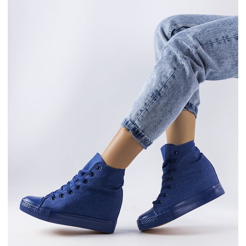 Marineblaue Groussay-Sneaker mit Keilabsatz 1