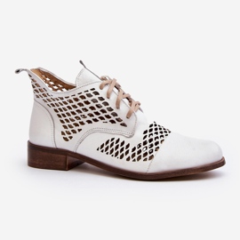 Zazoo 2704 Durchbrochene Lederstiefel, Weiß 1