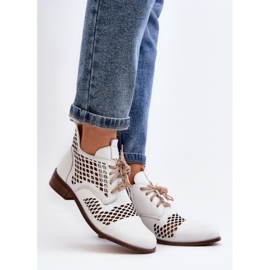 Zazoo 2704 Durchbrochene Lederstiefel, Weiß 2