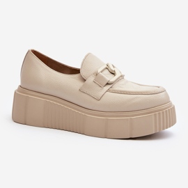 Zazoo 20101 Modische Leder-Plateauschuhe, Hellbeige 1