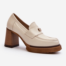 Zazoo 20169 Beige Leder-High-Heel-Schuhe 1