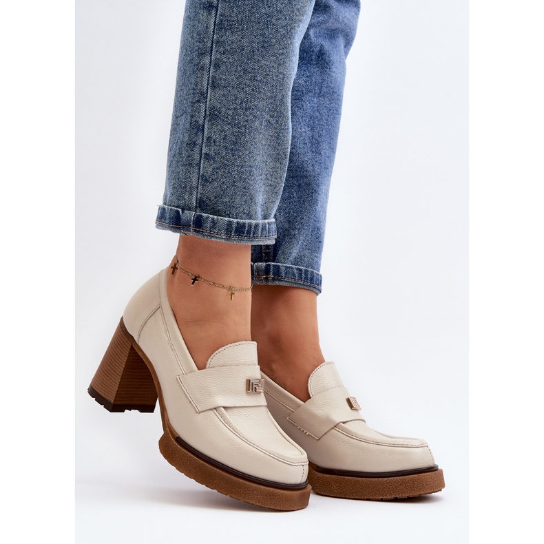 Zazoo 20169 Beige Leder-High-Heel-Schuhe 2