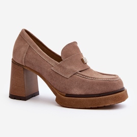 Zazoo 20169 Wildleder-High-Heel-Schuhe, Dunkelbeige 1