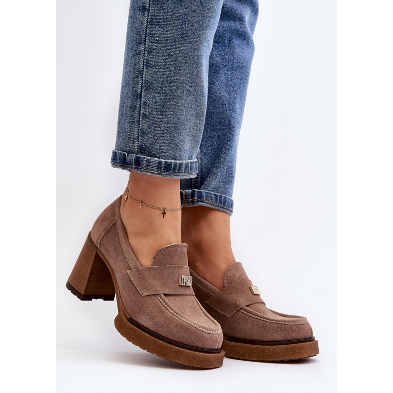 Zazoo 20169 Wildleder-High-Heel-Schuhe, Dunkelbeige 2