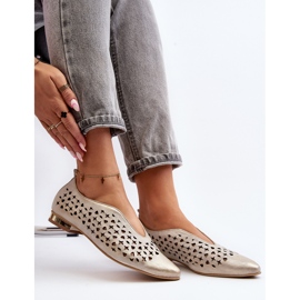 Zazoo 2883 Durchbrochene Ballerinas aus Naturleder, Gold golden 1