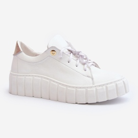 Zazoo 2919 Damen-Lederschuhe mit dicker Sohle, Weiß 1