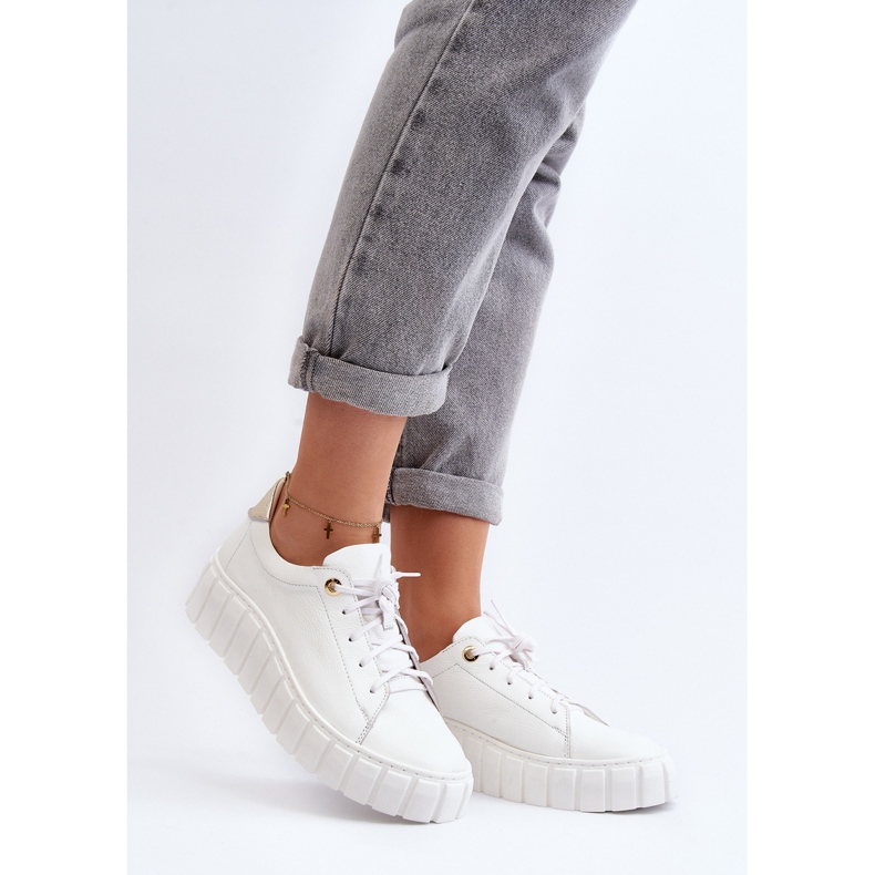 Zazoo 2919 Damen-Lederschuhe mit dicker Sohle, Weiß 2