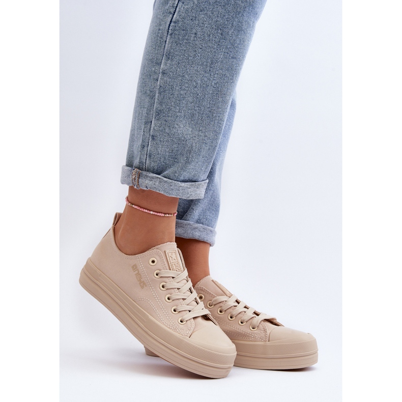 Damen-Sneaker aus beigem Stoff Staneva 2