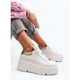 Zazoo 10165 Damen-Sportschuhe auf massivem Plateau, Weiß 1