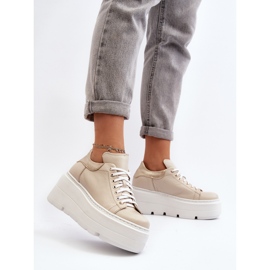 Zazoo 10165 Damen-Sportschuhe auf massivem Plateau, Beige 2