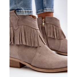 Zazoo 3430 Damen-Stiefeletten aus Wildleder mit Cappucino-Fransen beige 1