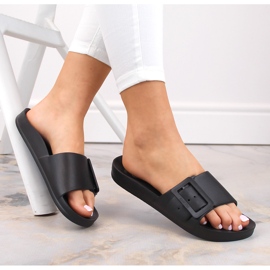 Strandhausschuhe aus schwarzem Schaum für Damen Big Star FF274A389 2