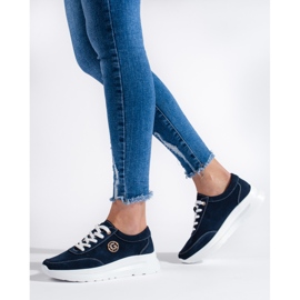 Marineblaue Sportschuhe aus Leder 2