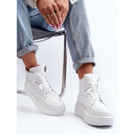 Zazoo 3392/X Damen-Sportschuhe aus Leder auf der Plattform, Weiß 1