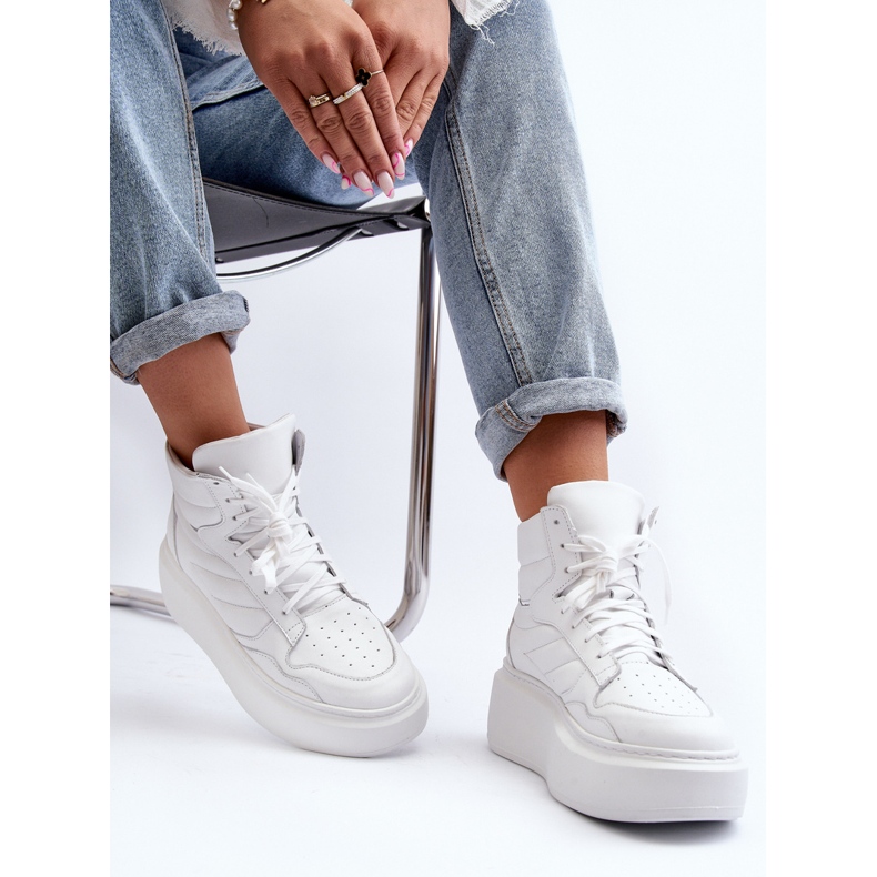 Zazoo 3392/X Damen-Sportschuhe aus Leder auf der Plattform, Weiß 1