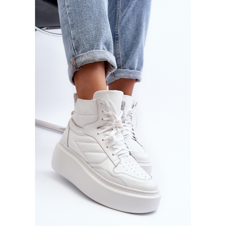 Zazoo 3392/X Damen-Sportschuhe aus Leder auf der Plattform, Weiß 2