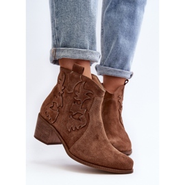 Zazoo 3426 Damen-Cowboystiefel aus Wildleder, Braun 8