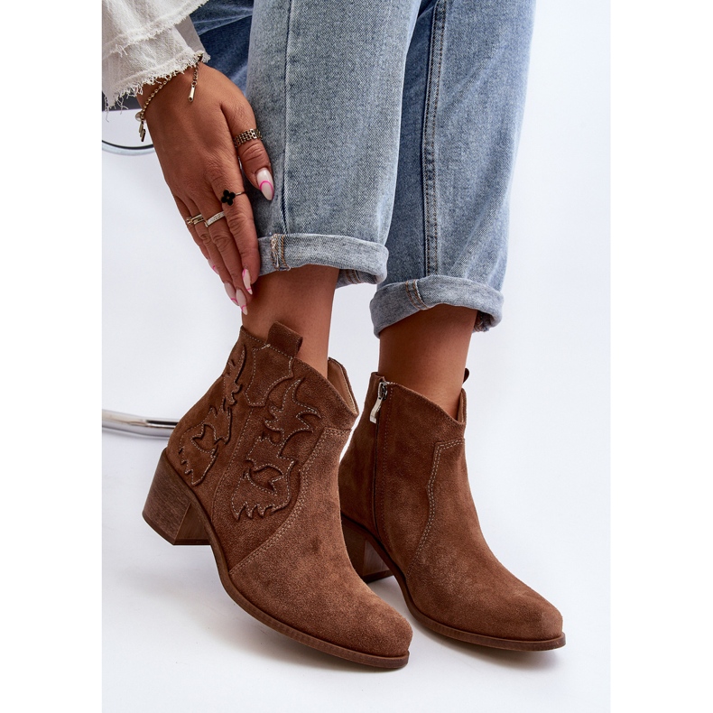 Zazoo 3426 Damen-Cowboystiefel aus Wildleder, Braun 1