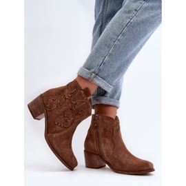 Zazoo 3426 Damen-Cowboystiefel aus Wildleder, Braun 4
