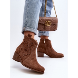 Zazoo 3426 Damen-Cowboystiefel aus Wildleder, Braun 5