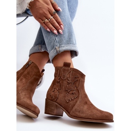 Zazoo 3426 Damen-Cowboystiefel aus Wildleder, Braun 9