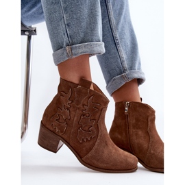 Zazoo 3426 Damen-Cowboystiefel aus Wildleder, Braun 10