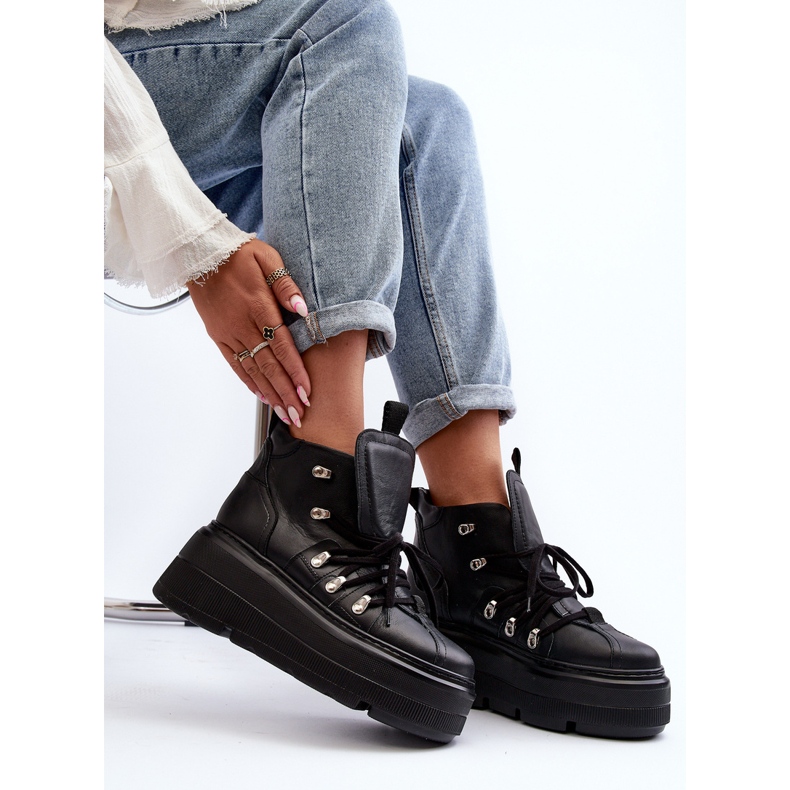 Zazoo 3416 Leder Damen Sportschuhe Schwarz 1