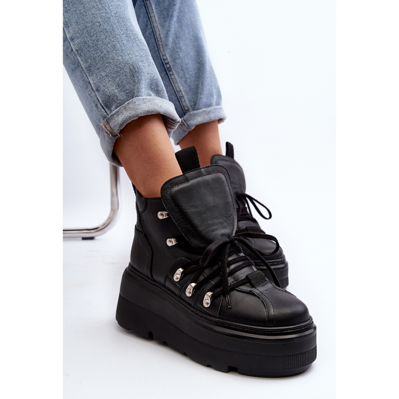 Zazoo 3416 Leder Damen Sportschuhe Schwarz 2