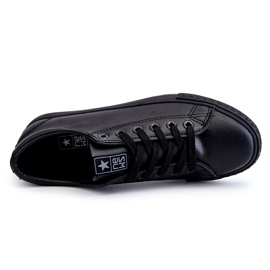 News Damenleder gebunden klassische schwarze Turnschuhe 1