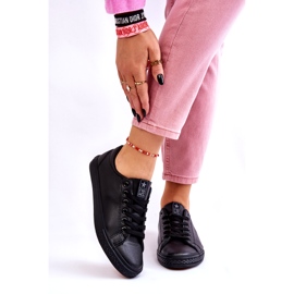 News Damenleder gebunden klassische schwarze Turnschuhe 2