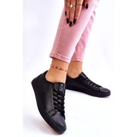 News Damenleder gebunden klassische schwarze Turnschuhe 3