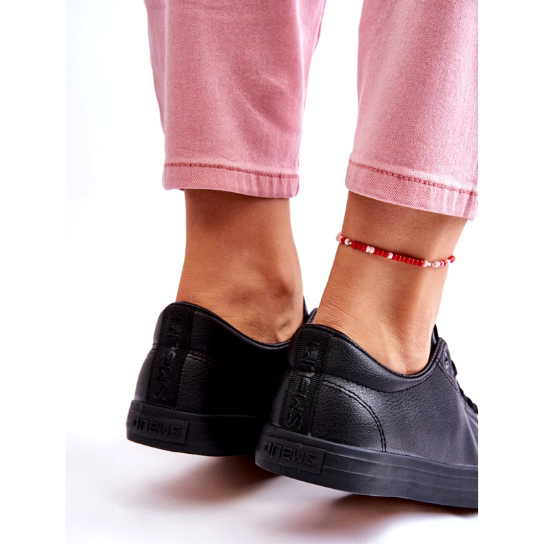 News Damenleder gebunden klassische schwarze Turnschuhe 4