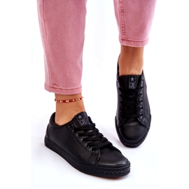 News Damenleder gebunden klassische schwarze Turnschuhe 5