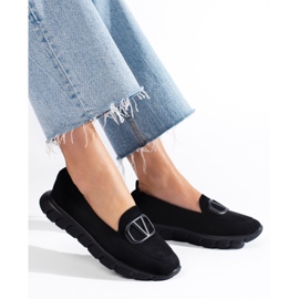 Damen Wildleder Plateau Loafer Vinceza schwarz 1