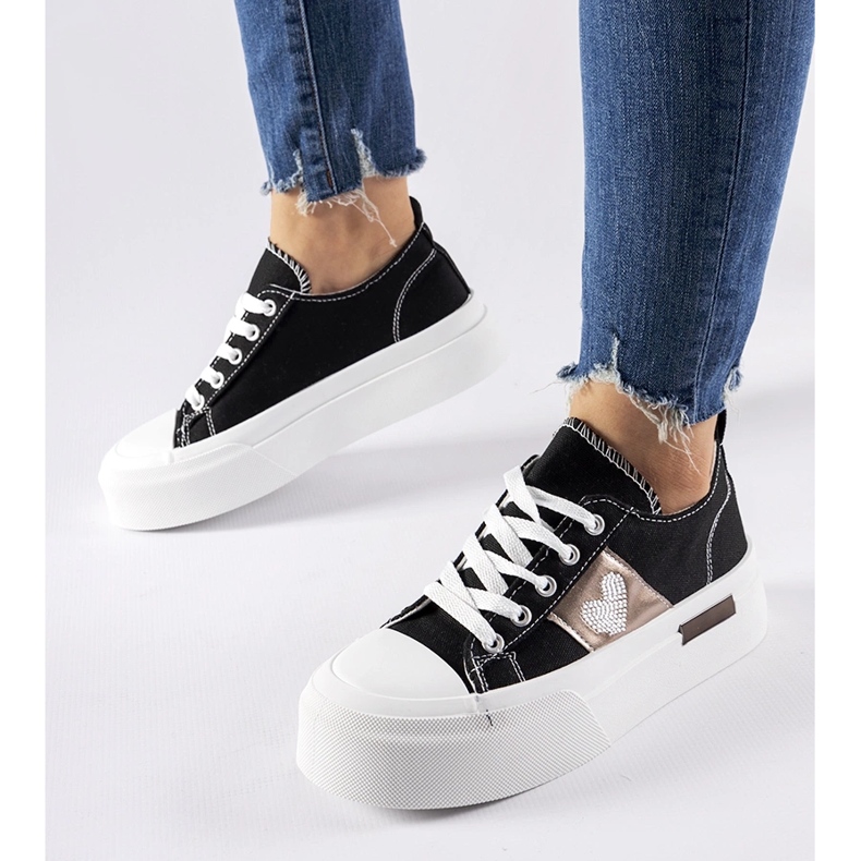 Schwarze und silberne Lawton-Plateau-Sneaker 2