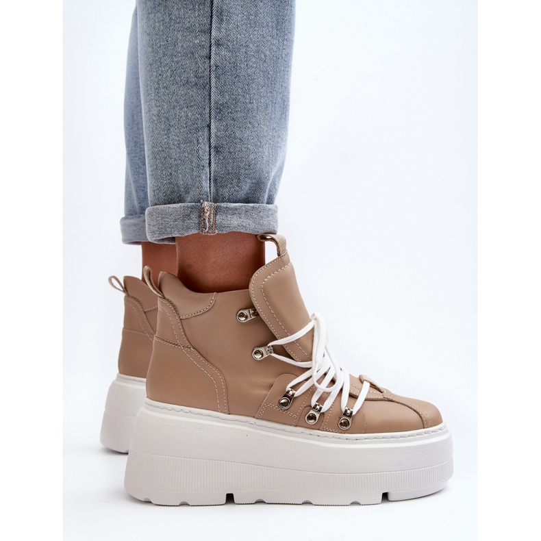 Zazoo 3416 Damen-Sportschuhe aus Leder, Beige 1