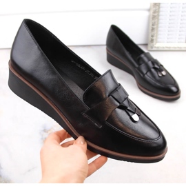 Schwarze Slip-On-Keilschuhe für Damen Vinceza 58266 1