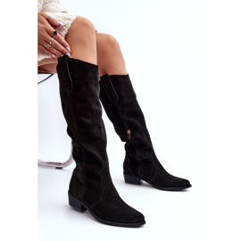 Zazoo 3427 Damen-Cowboystiefel aus Wildleder, Schwarz 1