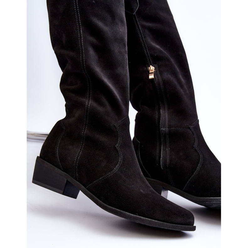 Zazoo 3427 Damen-Cowboystiefel aus Wildleder, Schwarz 2