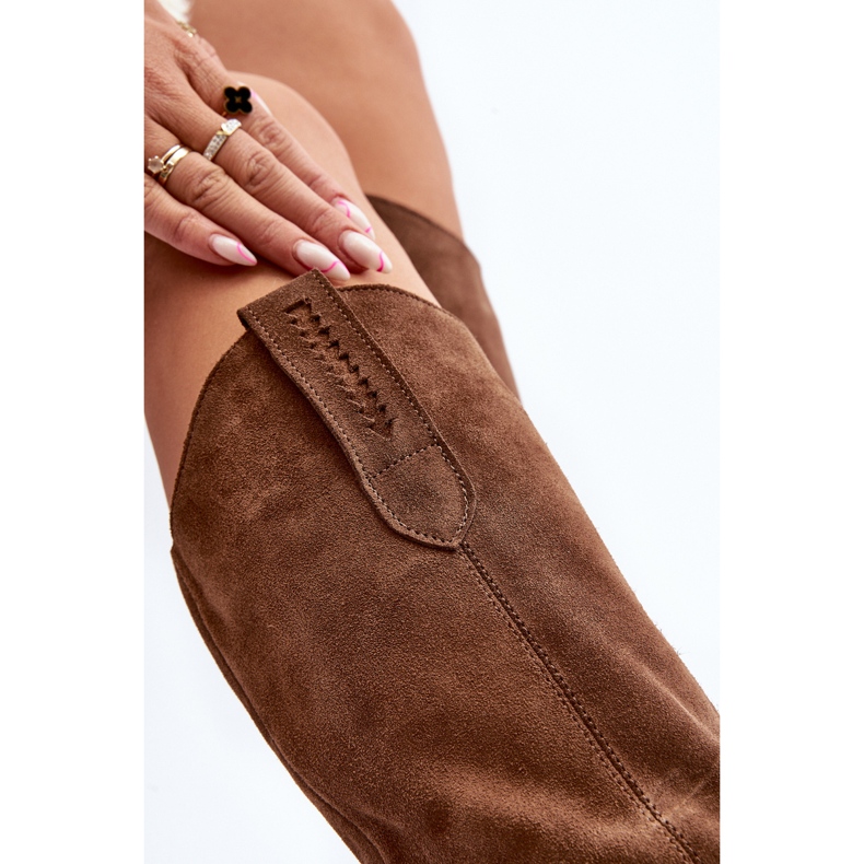 Zazoo 3427 Damen-Cowboystiefel aus Wildleder, Braun 1