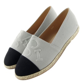 Esapdryles mit geprägten Buchstaben T267 Grau schwarz 1