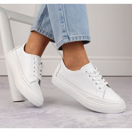 Damen-Sportschuhe aus Leder, weiß Sergio Leone SP016 1